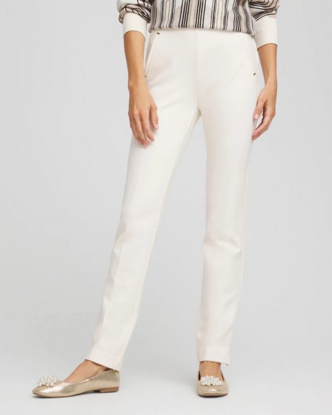 Chicos Juliet Slim Trim Detail Pants - ENGLISH CREAM
