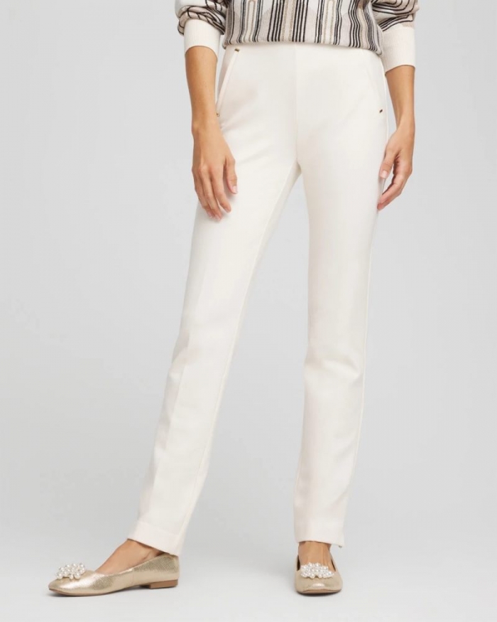 Chicos Juliet Slim Trim Detail Pants - ENGLISH CREAM