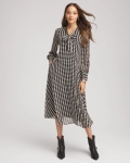 Chicos Chiffon Clip-Dot Tie-Neck Dress - BLACK Chicos Chiffon Clip-Dot Tie-Neck Dress - BLACK