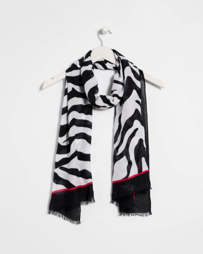 Chicos Animal Print Oblong Scarf - BLACK
