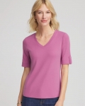 Chicos Pima V-Neck Tee - VIOLET SHADOW