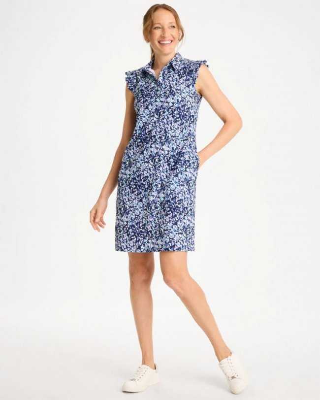 Chicos Zenergy® UPF Ruffle Dress - AMPARO BLUE