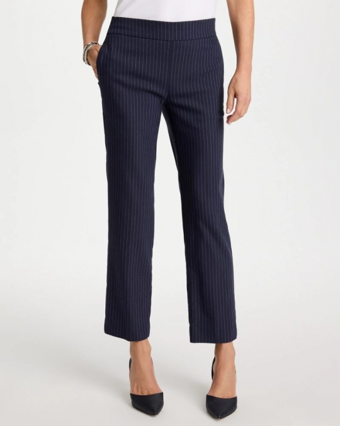 Chicos Brigitte™ Straight Pinstripe Cropped Pants - NAVY