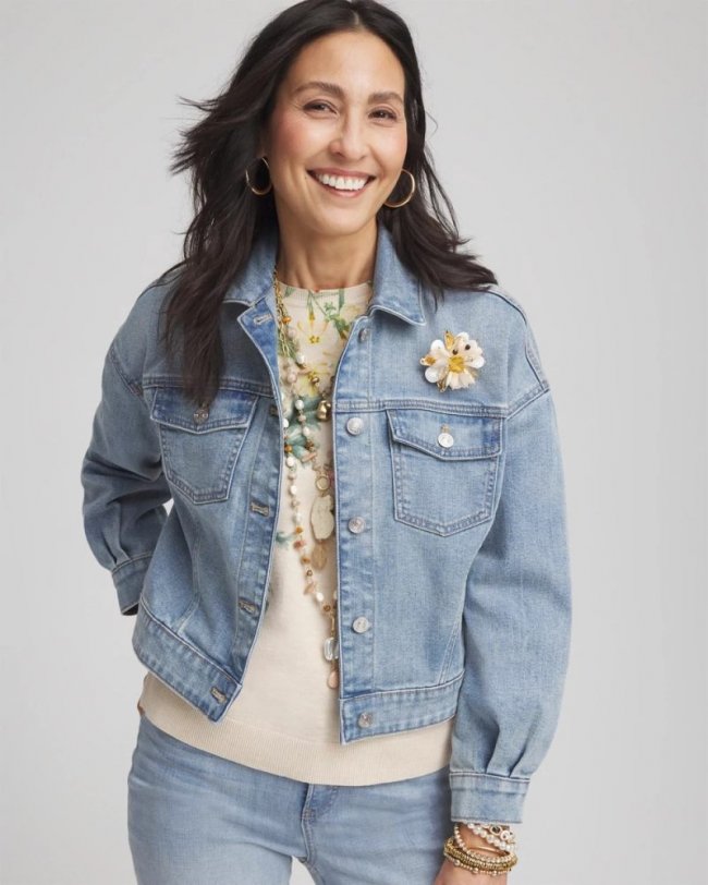Chicos Relaxed-Fit Denim Jacket - MONTERREY INDIGO
