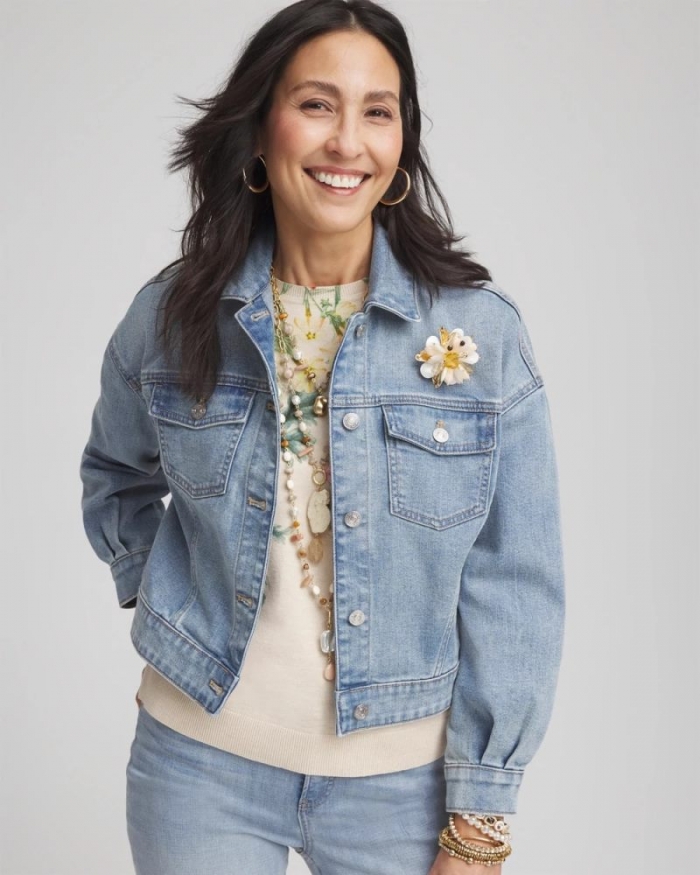 Chicos Relaxed-Fit Denim Jacket - MONTERREY INDIGO