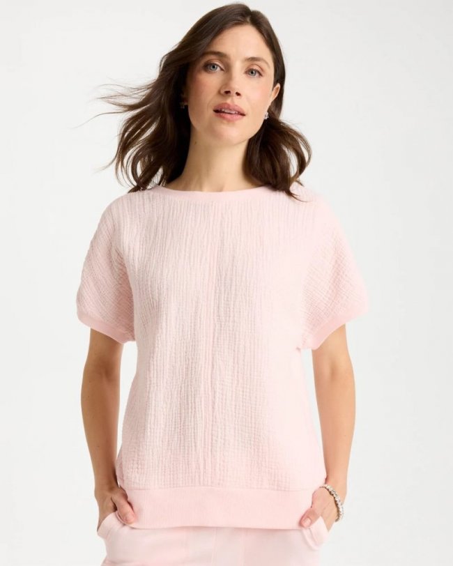 Chicos Zenergy® Gauze French Terry Tee - PINK LOTUS