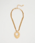 Chicos Crinkle Goldtone Pendant Necklace - GOLD Chicos Crinkle Goldtone Pendant Necklace - GOLD