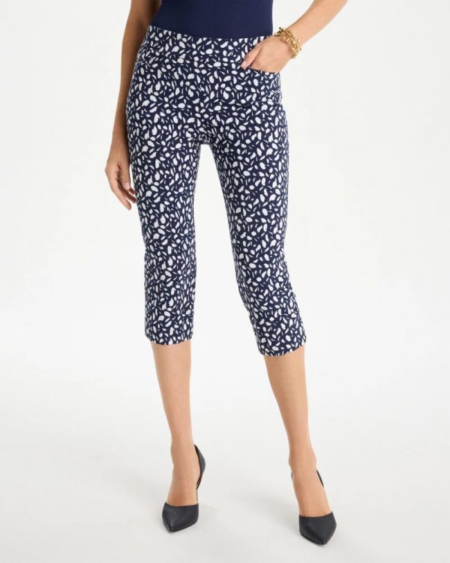 Chicos Brigitte™ Slim Printed Pull-On Capri Pant - PASSPORT BLUE
