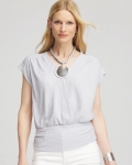 Chicos Foiled Knit Banded Bottom Top - DOVE GRAY Chicos Foiled Knit Banded Bottom Top - DOVE GRAY