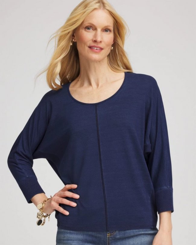 Chicos Dolman Denim Tee - RIVIERA AUTHENTIC