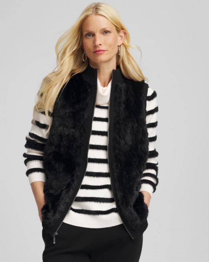 Chicos Zenergy® Luxe Faux Fur Vest - BLACK