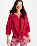 Chicos Tie-Front Top - CHERRY LUSH Chicos Tie-Front Top - CHERRY LUSH