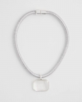 Chicos Silvertone Gem Pendant Cord Necklace - SILVER Chicos Silvertone Gem Pendant Cord Necklace - SILVER