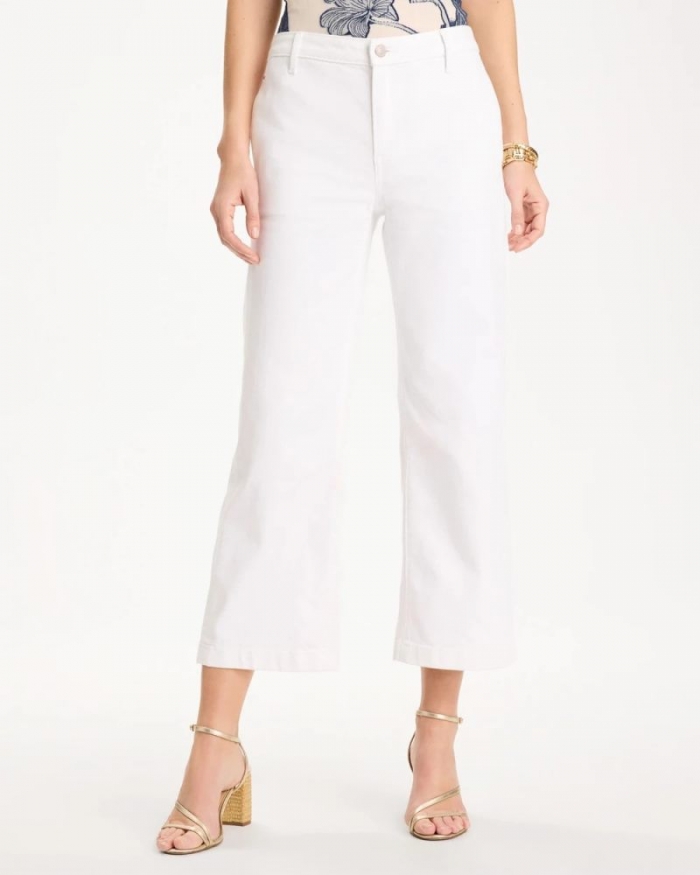 Chicos Straight Crop White Trouser Jeans - ALABASTER