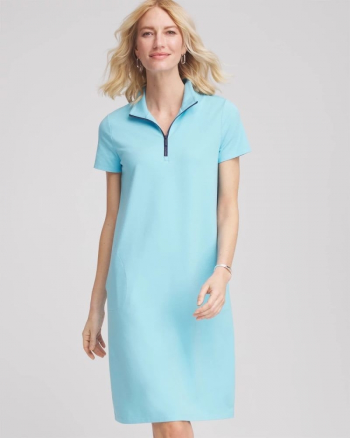 Chicos Zenergy® UPF Half-Zip Dress - PARADISO BLUE