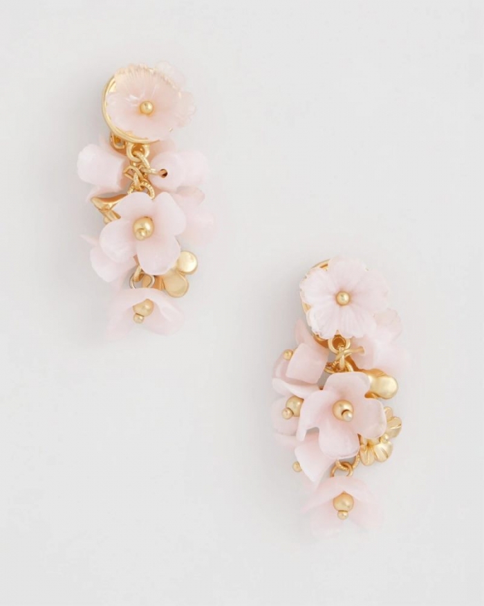 Chicos Pink Flower Cluster Drop Earrings - PINK