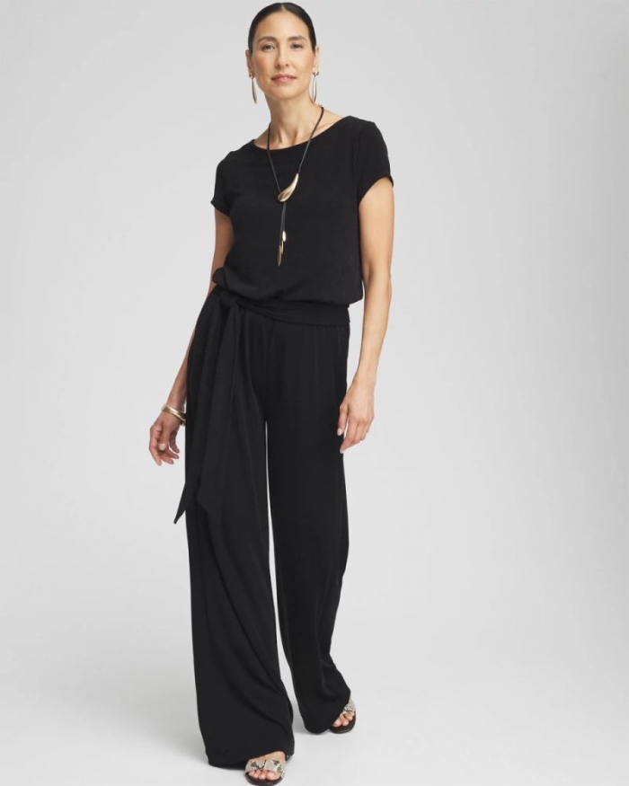 Chicos Travelers™ Cap Sleeve Jumpsuit - TRAVELERS BLACK