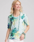 Chicos Island Print Slub Short-Sleeve Tee - TEAL WATERS Chicos Island Print Slub Short-Sleeve Tee - TEAL WATERS