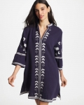 Chicos Woven Embroidered Swim Cover-Up - PASSPORT BLUE Chicos Woven Embroidered Swim Cover-Up - PASSPORT BLUE
