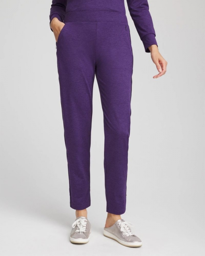 Chicos Zenergy® Cloud Satin Trim Pants - PURPLE ELIXIR