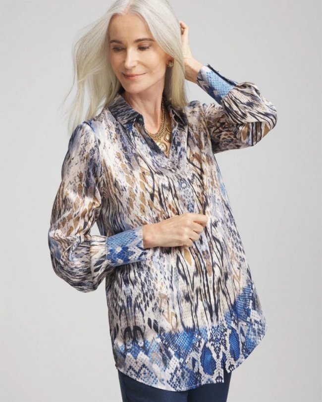 Chicos Ombre Snake Print Tunic - BLUE MUSE