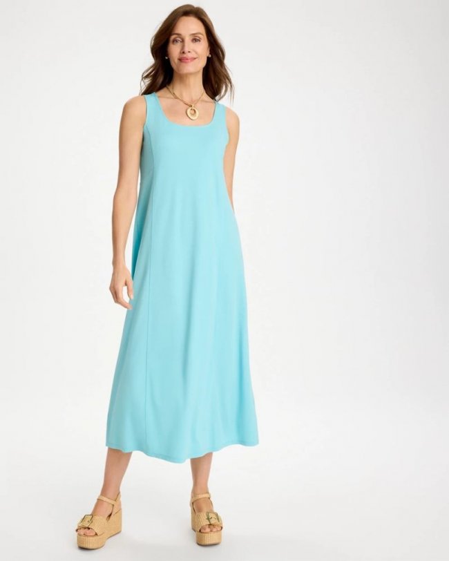 Chicos Ponte Seamed Maxi Dress - BONDI BLUE