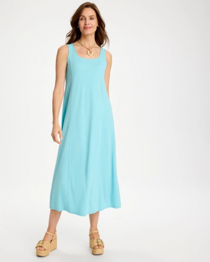 Chicos Ponte Seamed Maxi Dress - BONDI BLUE