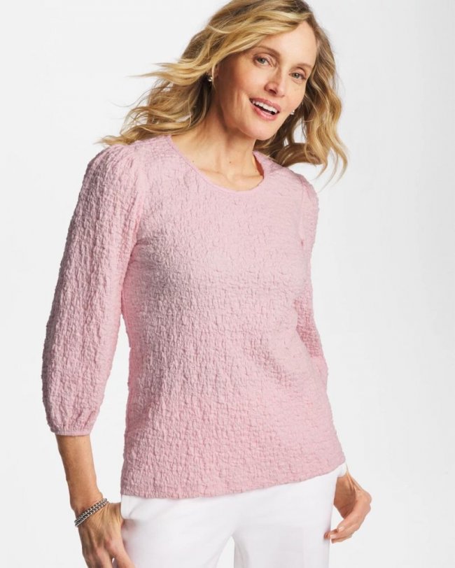 Chicos Textured Feminine Tee - SWEET BLOSSOM