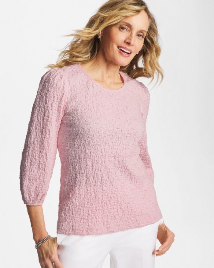 Chicos Textured Feminine Tee - SWEET BLOSSOM