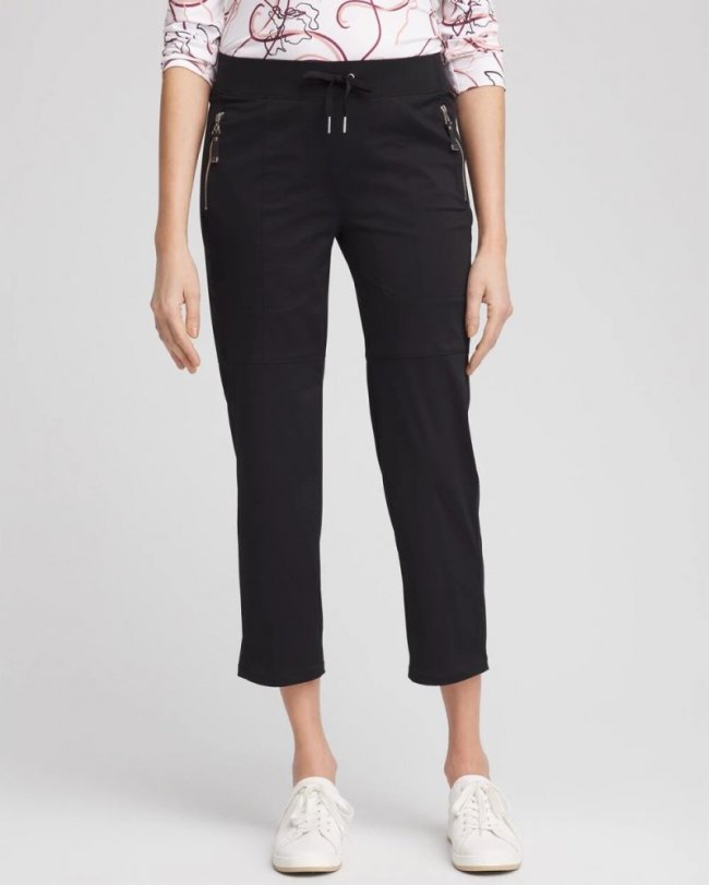 Chicos Zenergy® Seam Detail Cropped Pants - BLACK