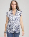 Chicos Butterfly Ruffle Collar Blouse - PALE TURQ BLUE Chicos Butterfly Ruffle Collar Blouse - PALE TURQ BLUE