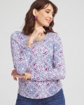 Chicos Touch of Cool™ Shirred Shoulder Blouse - PURPLE CLOVER