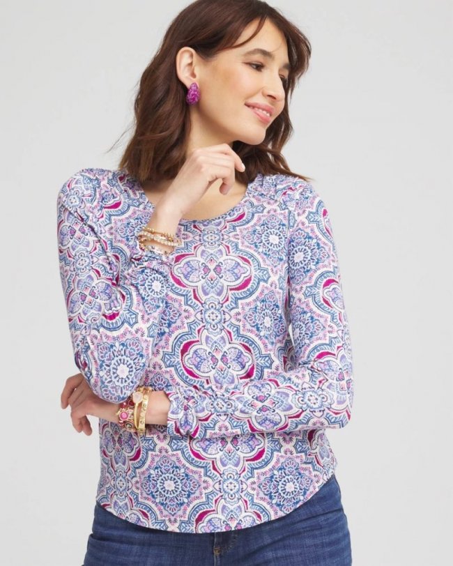 Chicos Touch of Cool™ Shirred Shoulder Blouse - PURPLE CLOVER