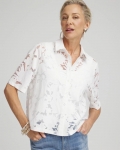 Chicos Burnout Collared Shirt - ALABASTER