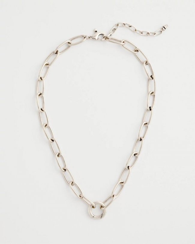 Chicos Silvertone Charm Link Necklace - SILVER