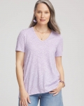 Chicos Polka-Dot Short Sleeve Forward Seam Tee - GENTLE LAVENDER Chicos Polka-Dot Short Sleeve Forward Seam Tee - GENTLE LAVENDER