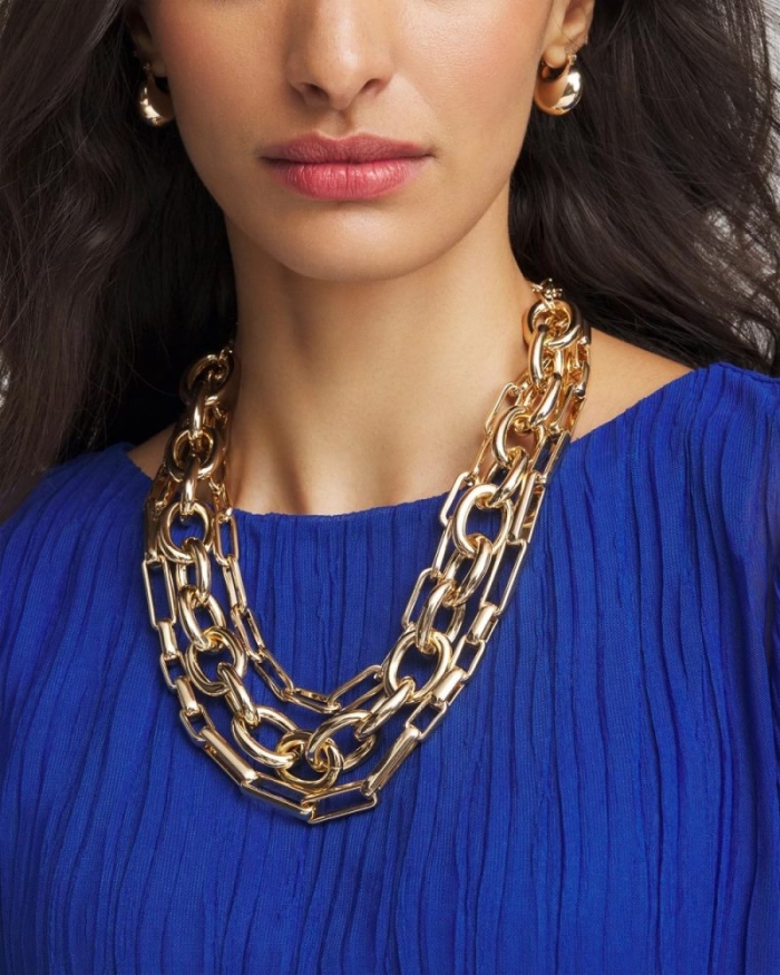 Chicos Convertible Three-Strand Chain Necklace - GOLD