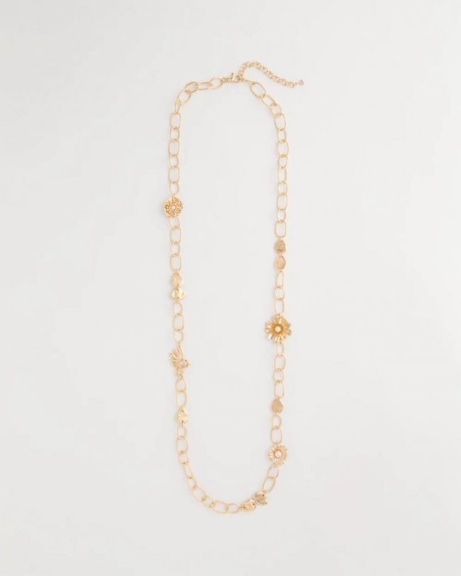 Chicos Flower Long Single-Strand Necklace - GOLD