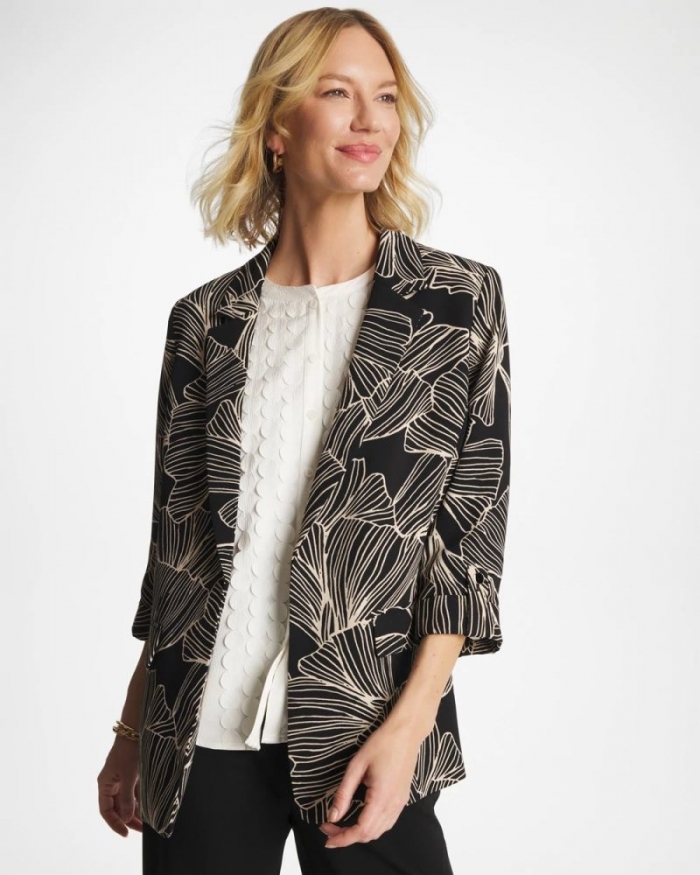 Chicos Ginkgo Crepe Blazer - BLACK
