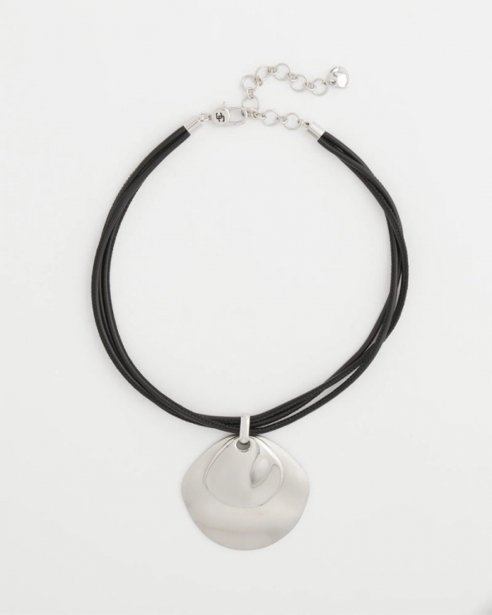 Chicos Silver Pendant On Cord - SILVER