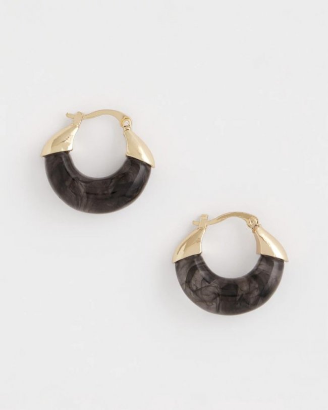Chicos Marble Gold Hoop Earrings - GOLD