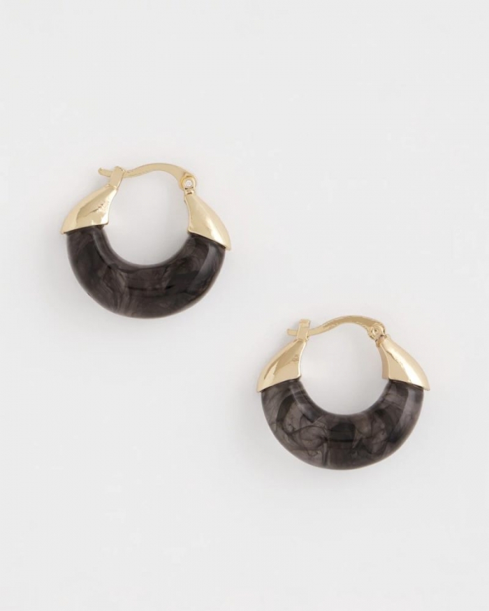 Chicos Marble Gold Hoop Earrings - GOLD