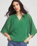 Chicos Textured Pleated Chiffon Blouse - JARDIN GREEN Chicos Textured Pleated Chiffon Blouse - JARDIN GREEN
