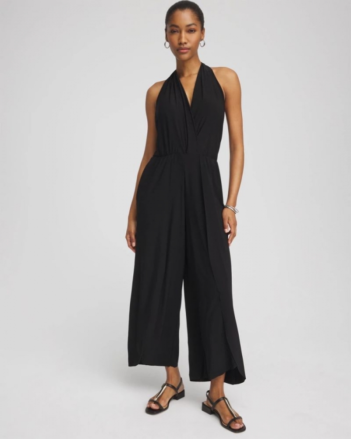 Chicos Magicsuit Surplice Neck Jumpsuit - BLACK