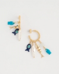 Chicos Fish Charm Crinkle Hoop Earrings - BLUE MULTI Chicos Fish Charm Crinkle Hoop Earrings - BLUE MULTI