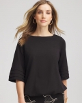 Chicos Boatneck Bubble-Hem Top - BLACK