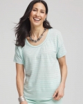 Chicos Striped Sweater-Trim Linen Tee - TEAL WATERS Chicos Striped Sweater-Trim Linen Tee - TEAL WATERS