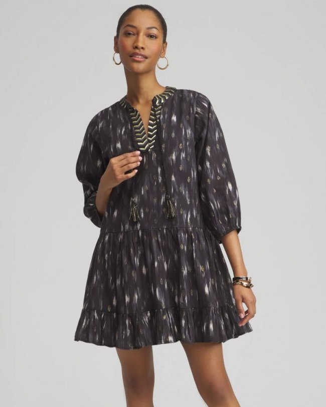 Chicos Miraclesuit Bronze Reign Coverup Dress - BLACK/MULTI