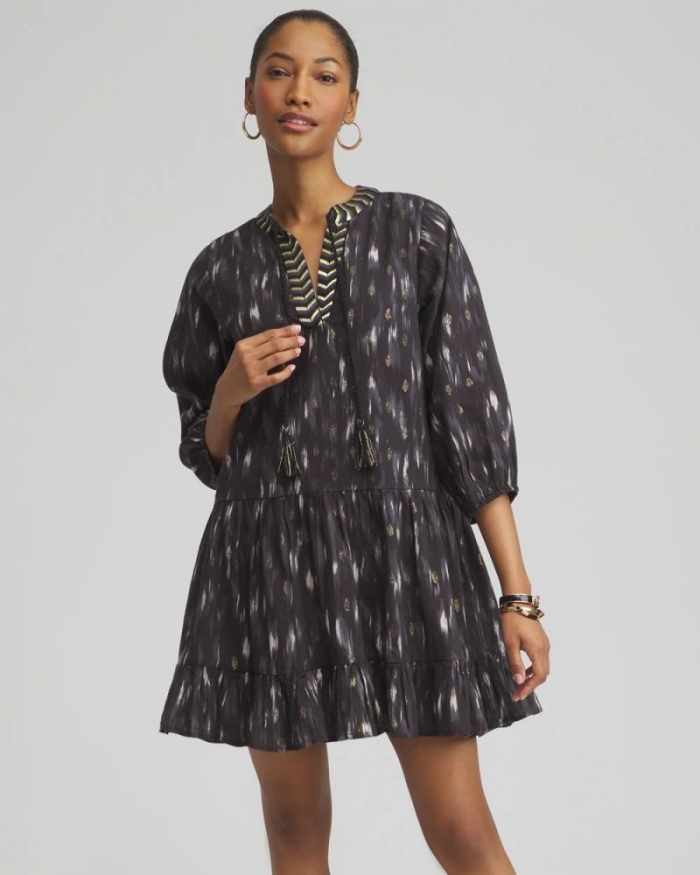 Chicos Miraclesuit Bronze Reign Coverup Dress - BLACK/MULTI