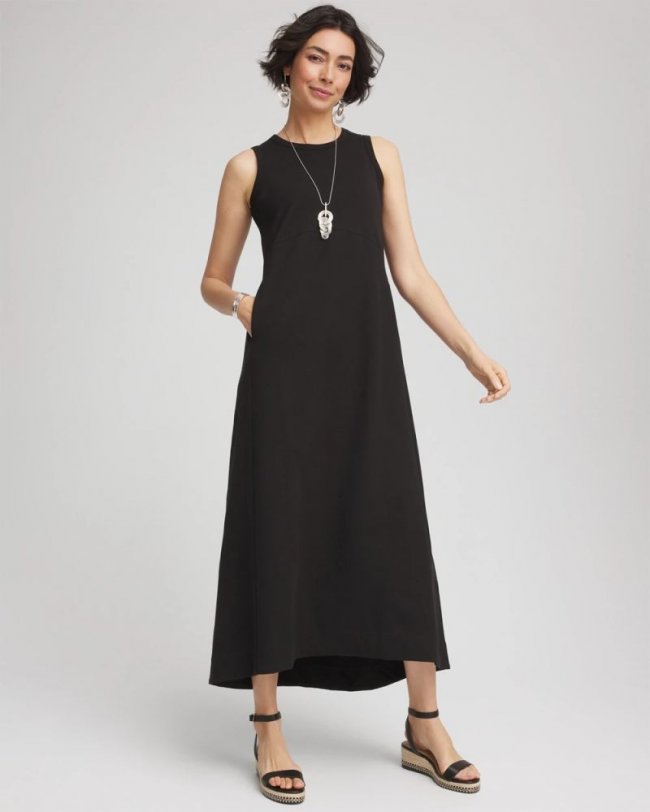 Chicos Sleeveless Midi Tank Dress - BLACK
